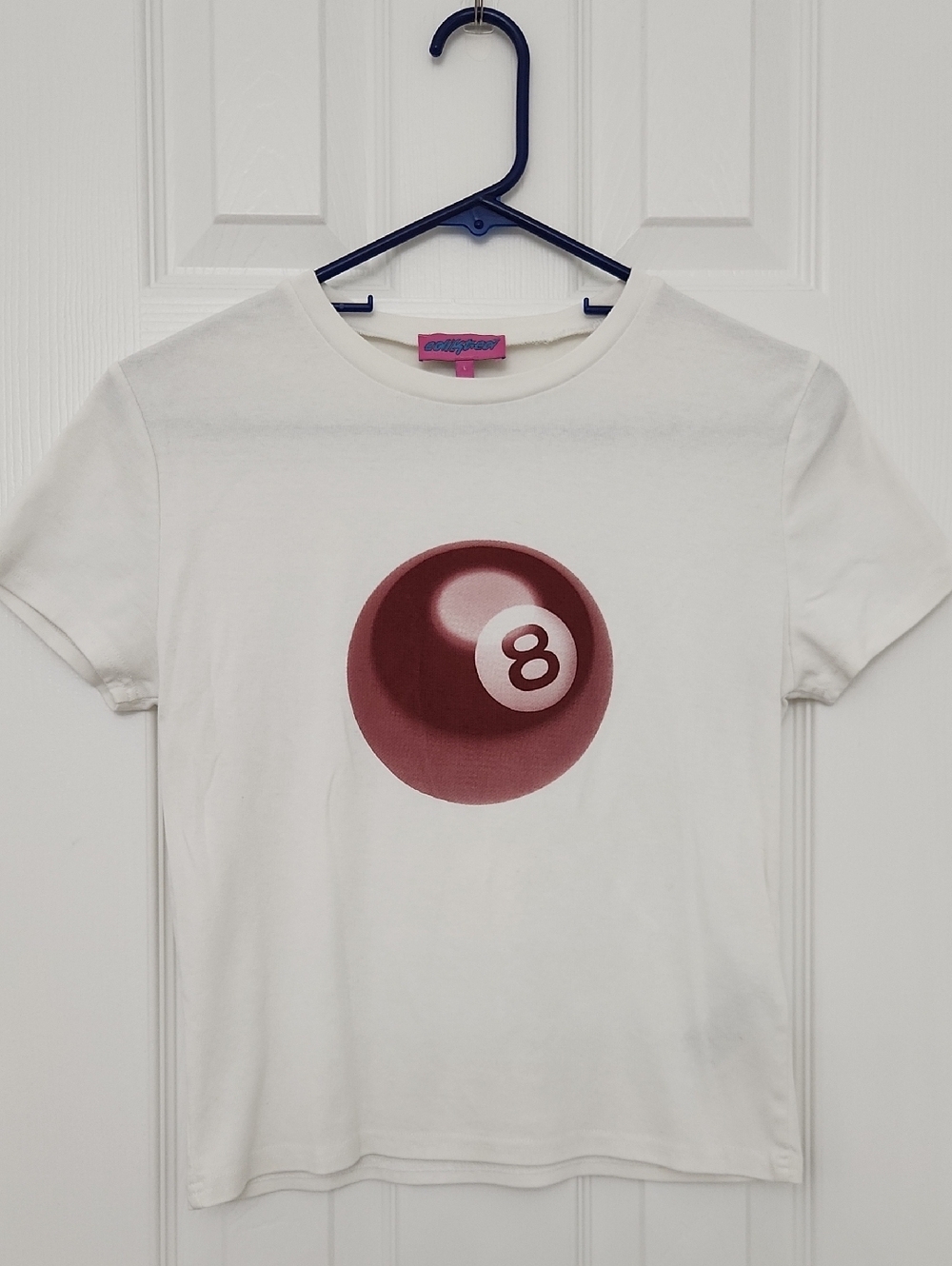 Edikted White Tee with Pink 8 Ball Logo
